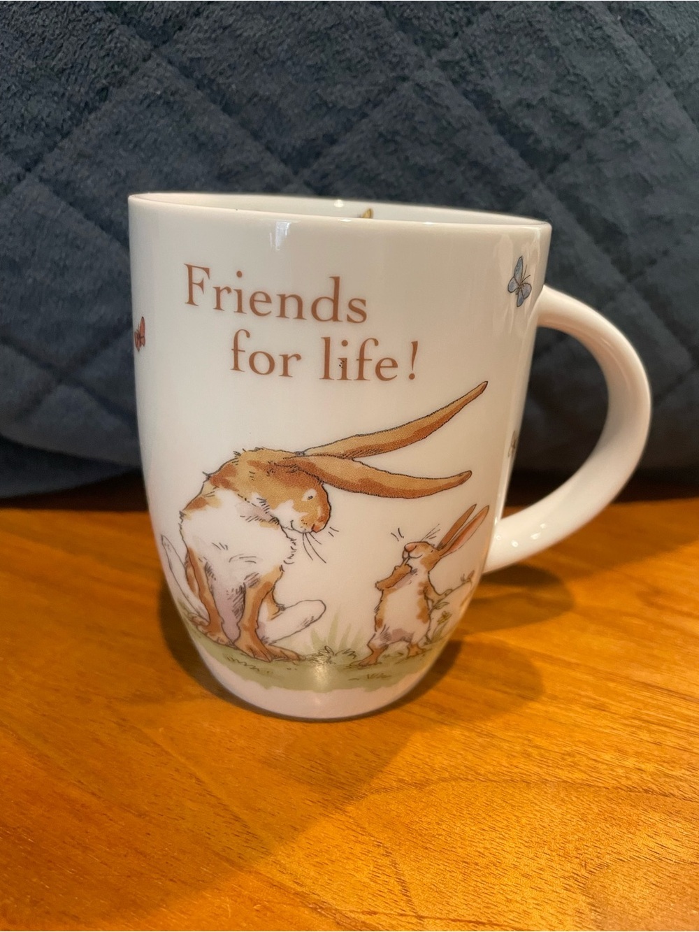 White 'Friends for Life' Ceramic Bunny Mug